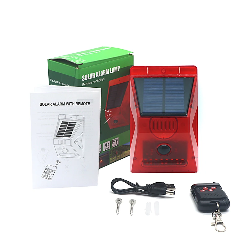 Upgrade Solar Alarm lamp With Remote Control Sound warning Strobe light
