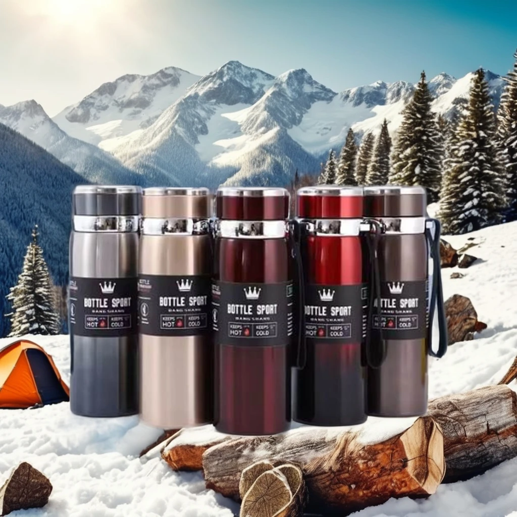 1L 316 Stainless Steel Thermos Bottle Large Capacity Portable Double Wall Vacuum Insulated Sports Water Bottle Made Plastic