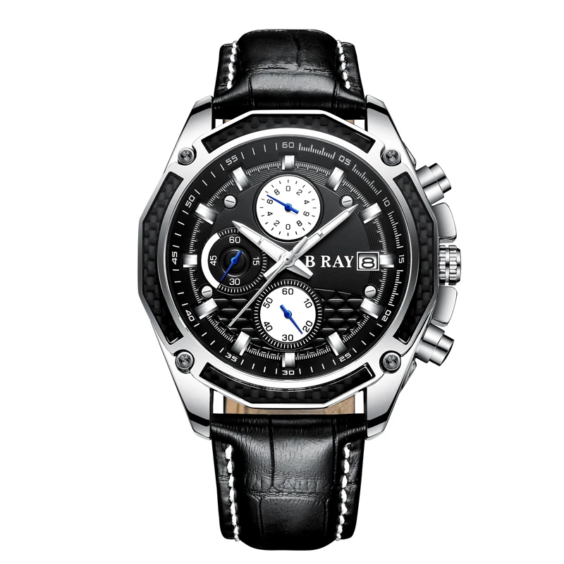 2021 B RAY 9005 Factory Price Three Dials Leather Watch Men Business Waterproof Calendar High Quality Watch