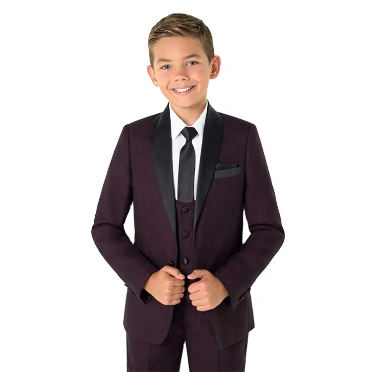 
boys burgundy slim fit tuxedo 2-5 pieces wedding suits customized shawl lapel jacket Tuxedo kids baby Boys suits formal set 