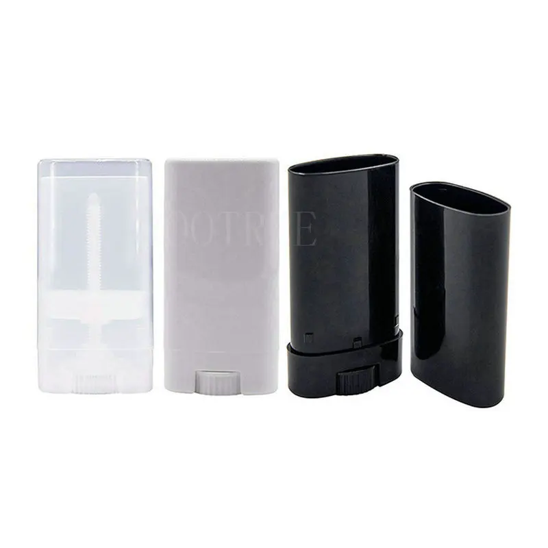 15ml 15g Empty Oval Lip Balm Tube Plastic White Solid Perfume Deodorant Containers Portable Makeup Lipstick Tubes With Lid