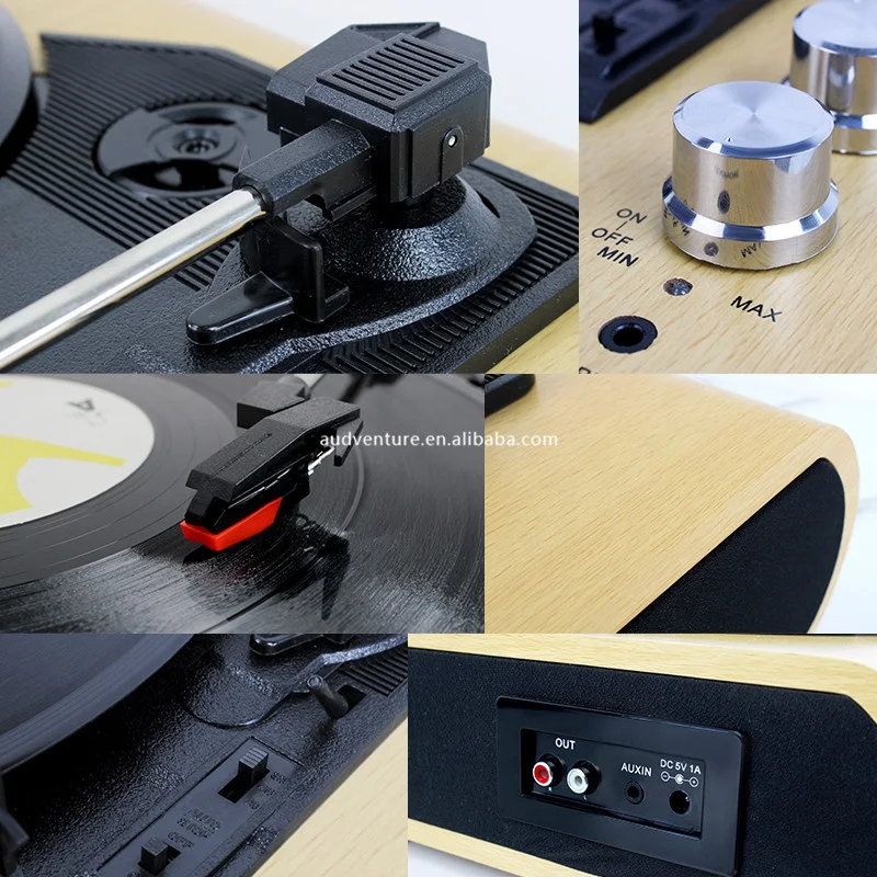Best price stereo turntable phonograph vinyl record player with RCA output Wooden gramophone home audio