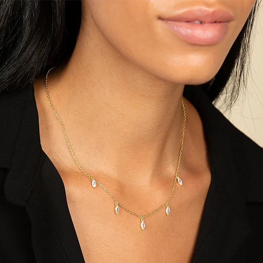 Dainty Zircon 925 Sterling Heart Women Day Pendent Pearl Crafted Cross Jewelry Mom Clover 18K Gold Plated Silver Necklace