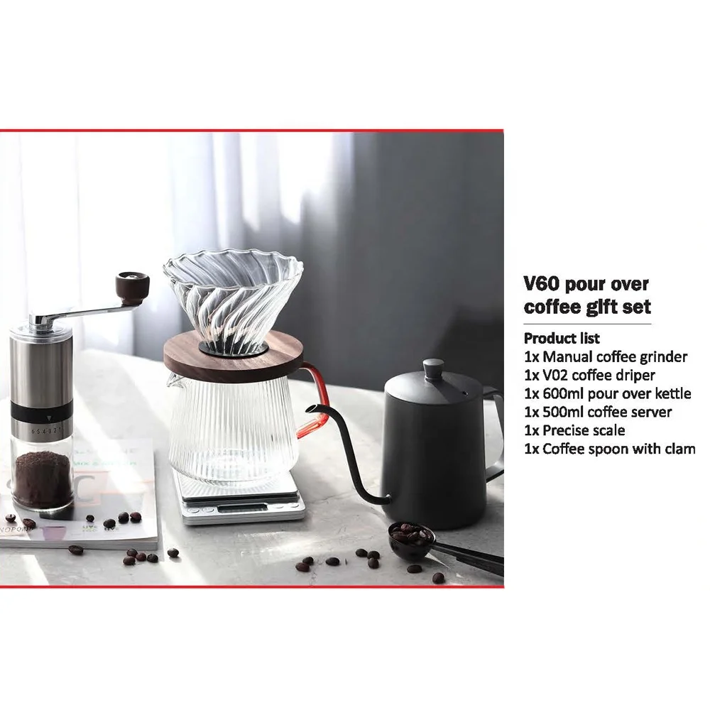 High Espresso Coffee Tea Sets Ceramic Coffee Maker Grinder Dripper Filter Wood Kettle Travel Bag Barista Tools Gift Kit