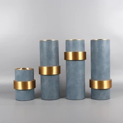 Simple modern light luxury metal leather vase decoration living room home decoration dry flower arrangement