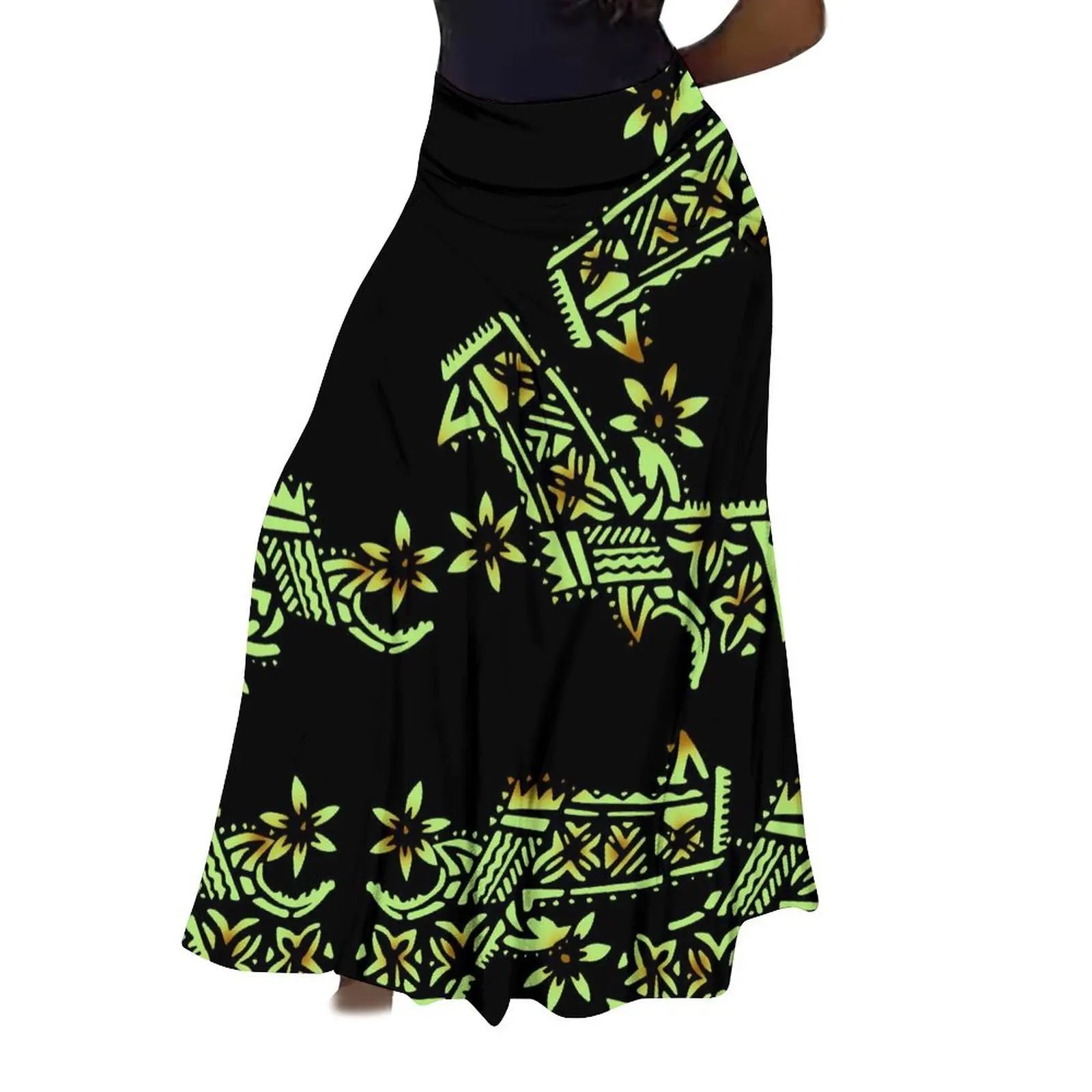 New Design Polynesian Hawaii Tribal Printed Women Skirts Vintage High Waisted A-Link Long Maxi Skirt Casual Holiday Beach Skirt