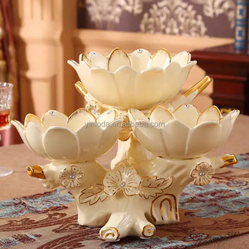 New Design French elegant cream white rose flower carved snack bowl  Classic Collection Elegant handmade fruit snack bowl