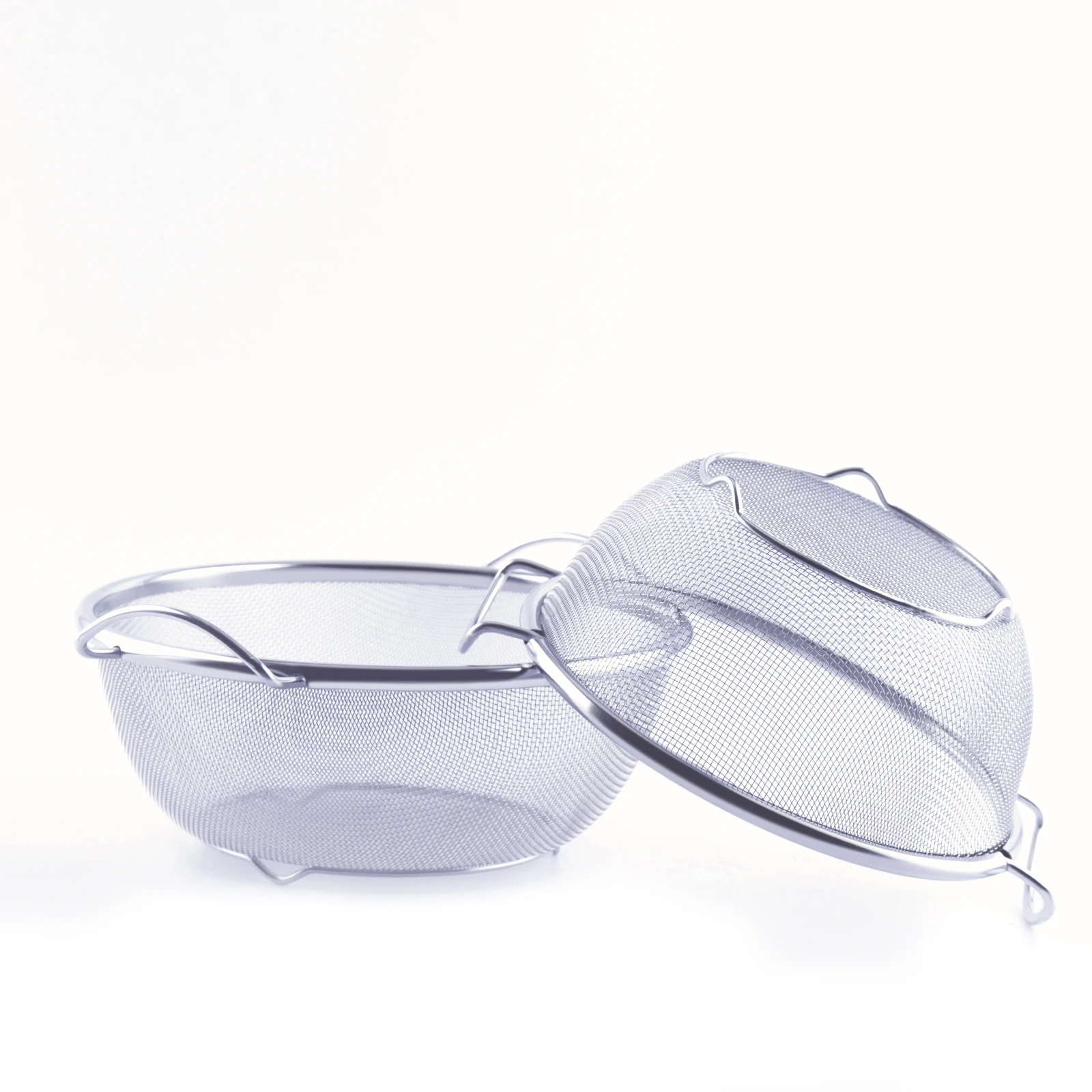 Colander Set Stainless Steel Mesh Strainer with Handles and Wire Resting Base Net Baskets for Drain Rinse Steam Cook