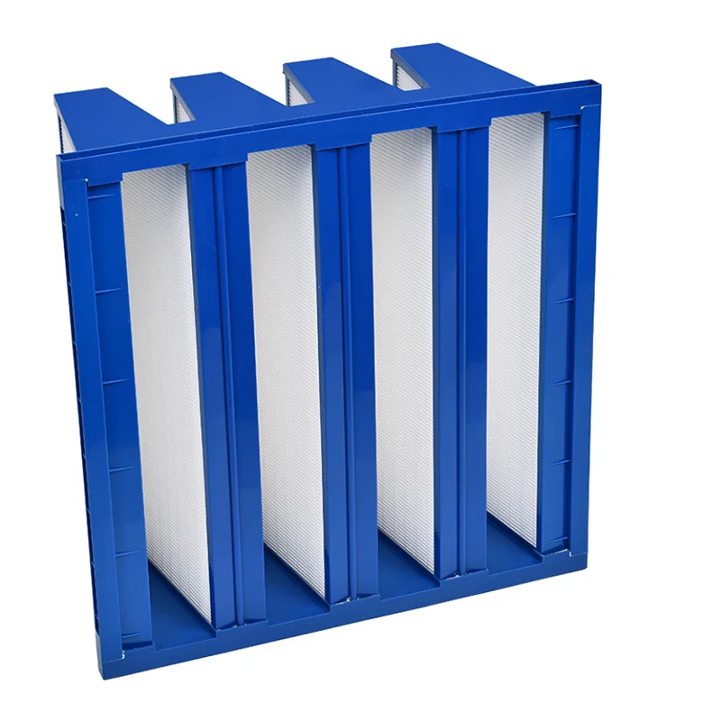 High efficient ABS plastic frame v bank fibreglass combined ventilation Filter