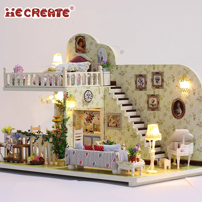 IIECREATE Amsterdam in the village miniature Villa DIY Wooden Dollhouse House