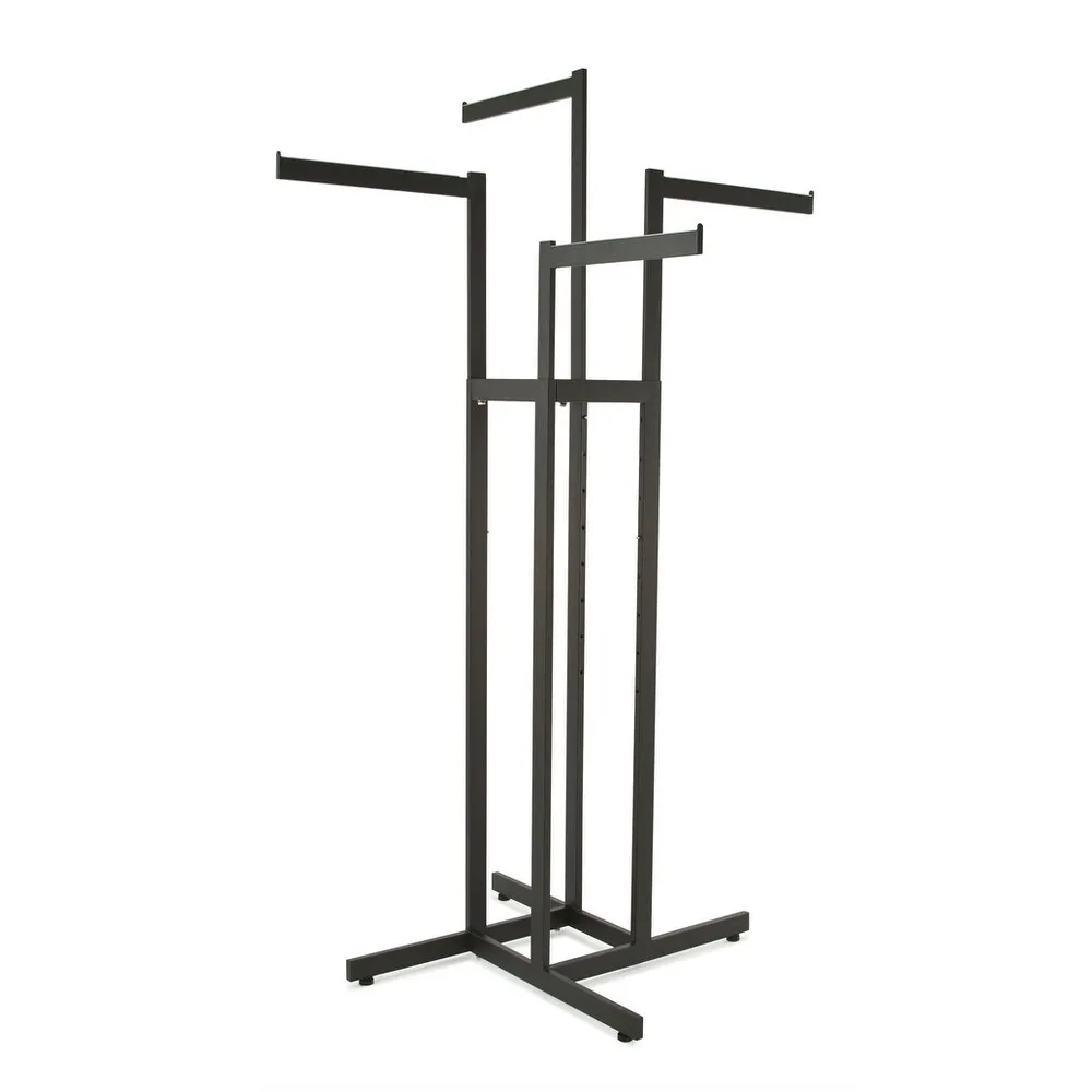 High Quality Heavy Duty Chrome 4 Ways Garment Clothing Display Rack with 4 Adjustable Slanted straight Arms