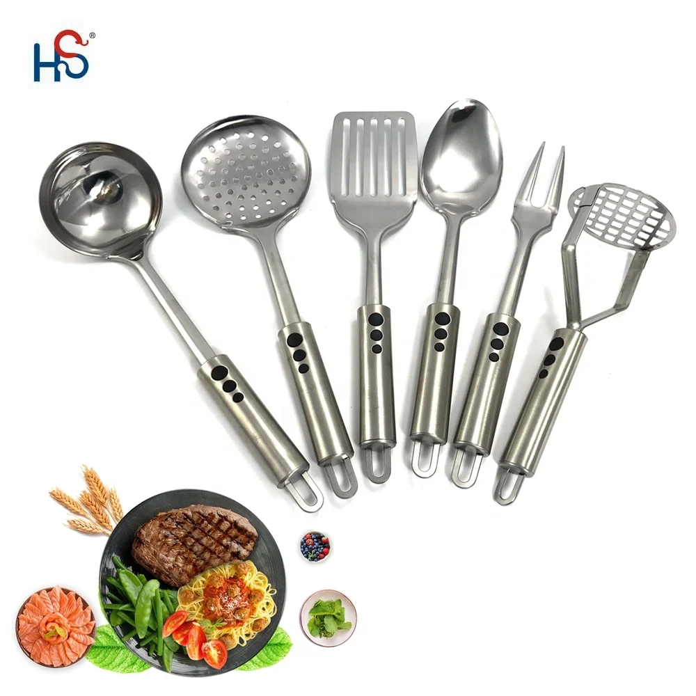 Stainless steel cookware cooking utensil set with holder Kitchen Utensil Set With Hook Handle cooking tools