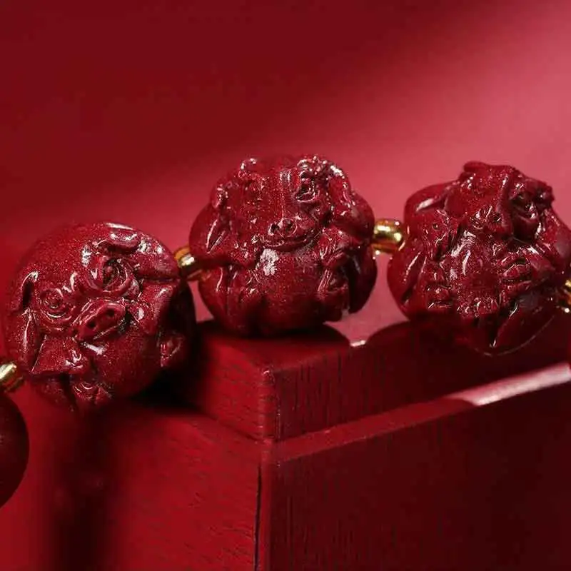 High Quality Natural 97% Cinnabar Stone Bead Bracelet Man 12 Zodiac Signs Feng shui Birthday Stone Bracelets For Woman