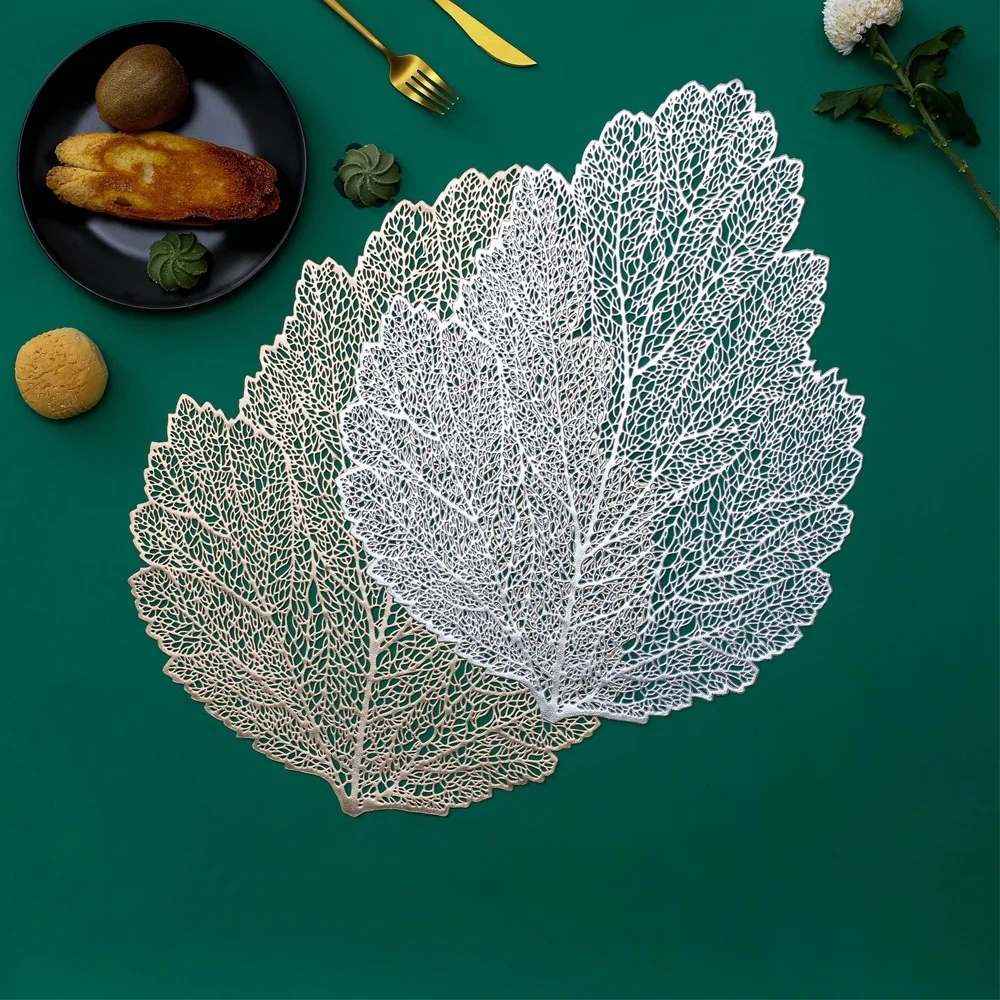 IN STOCK Leaf PVC Placemat For Table Decoration Wedding Dinning