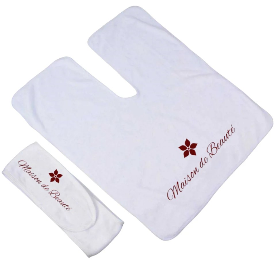 white customized 1 Pcs U-Shaped Microfiber Esthetician Salon Massage Face Warmer for SPA Towel Cosmetic
