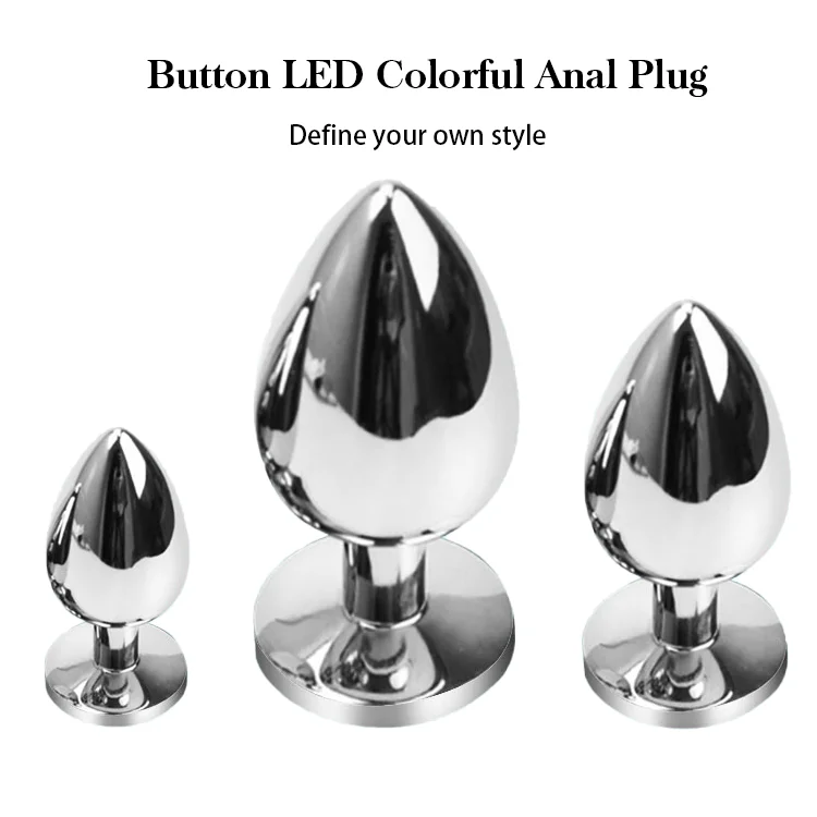 Stainless Steel Dilator Vaginal Waterproof Threaded Flashing Metal Prostate Beads Massager Sex Toy Butt Anal Plug