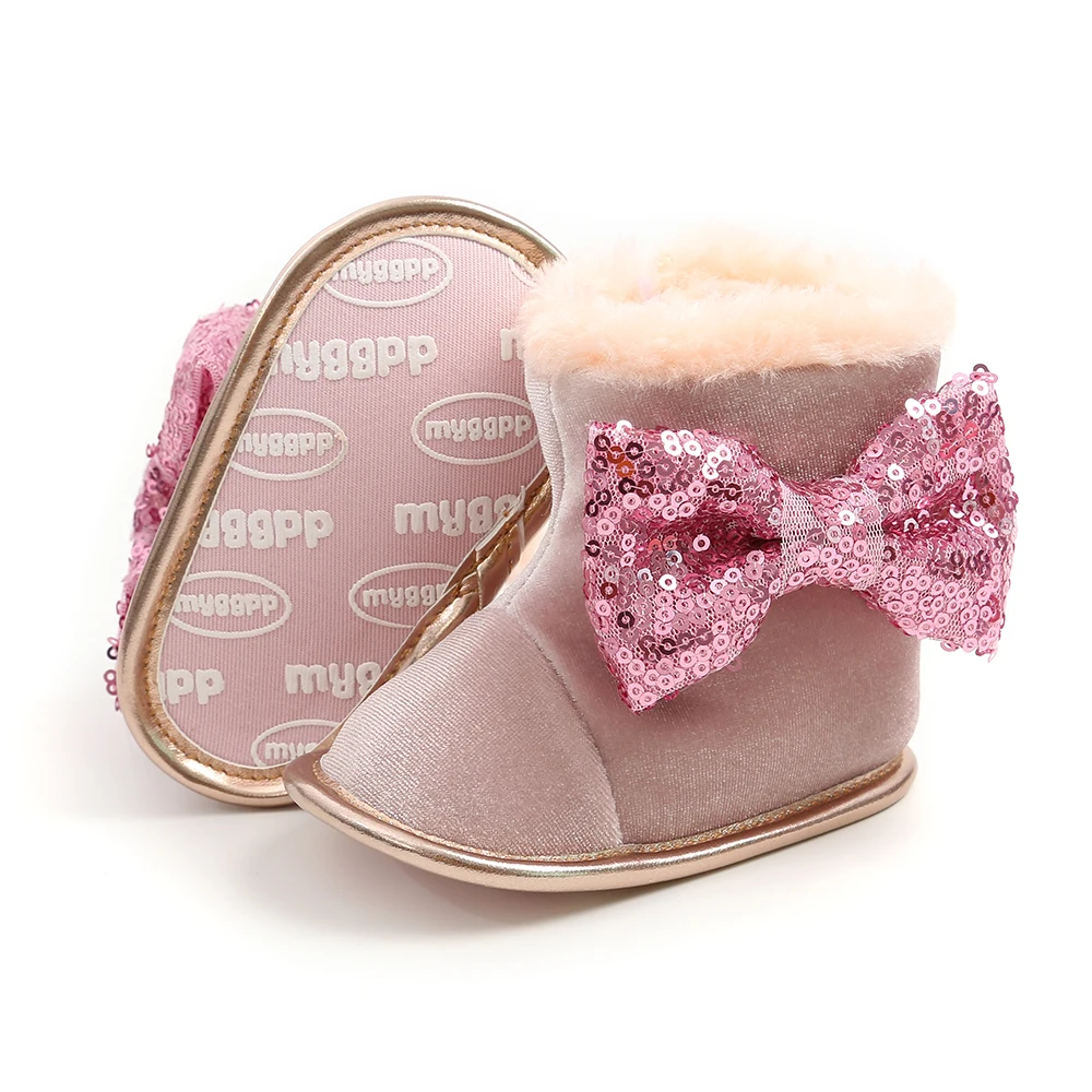 Wholesale Cheap Flannel Bowknot girl 0-18 months infant crib booties baby