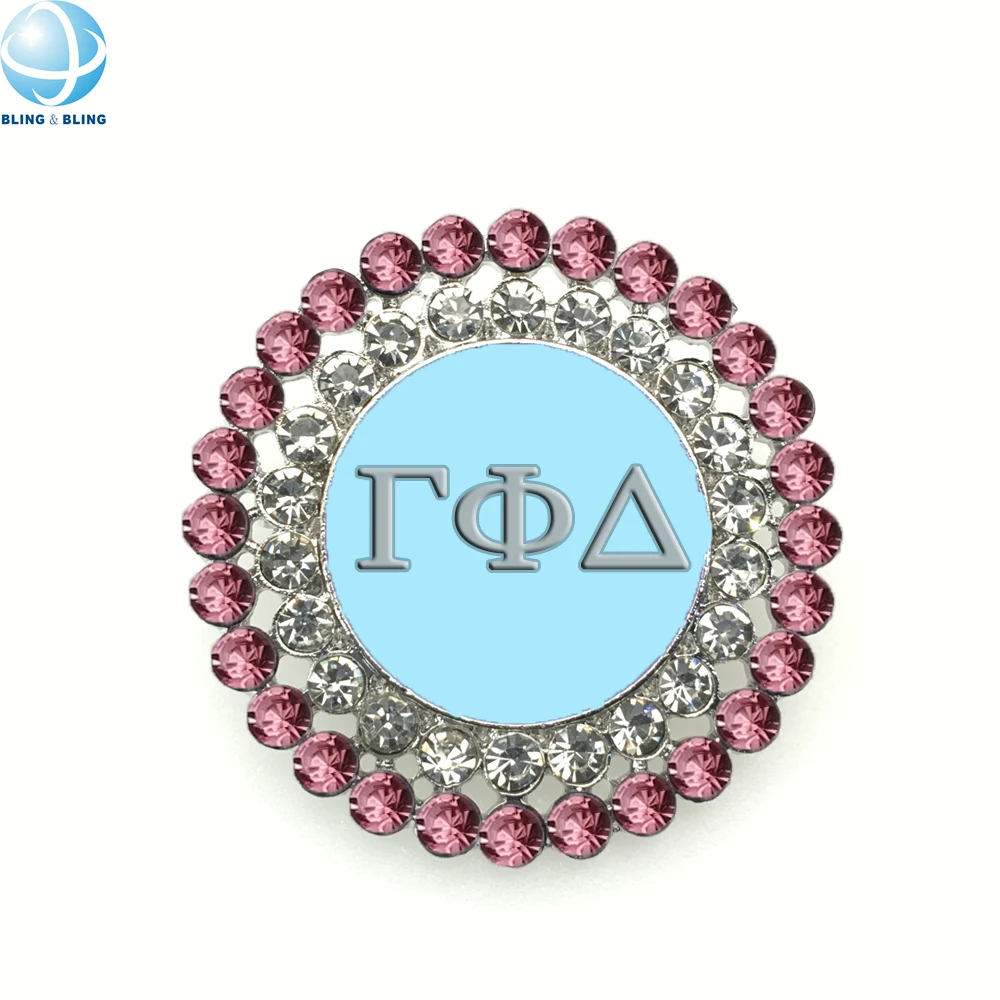 White Pearl Tassel Chain Pink Blue Crystal Brooch For College Greek Sorority Gamma Phi Delta 1943 Fashion Designer Jewelry Pin