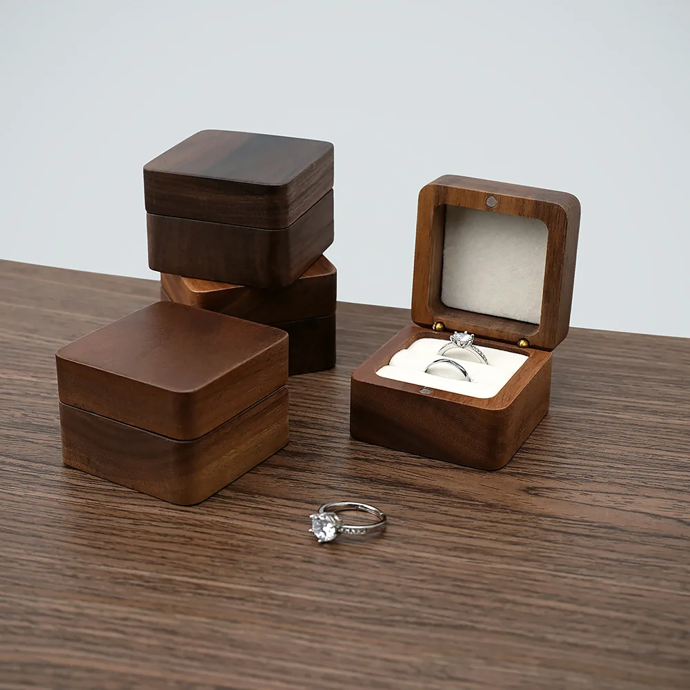 wholesale Ready to ship jewellery packaging boxes wood box ring and earrings wooden jewelry ring boxes