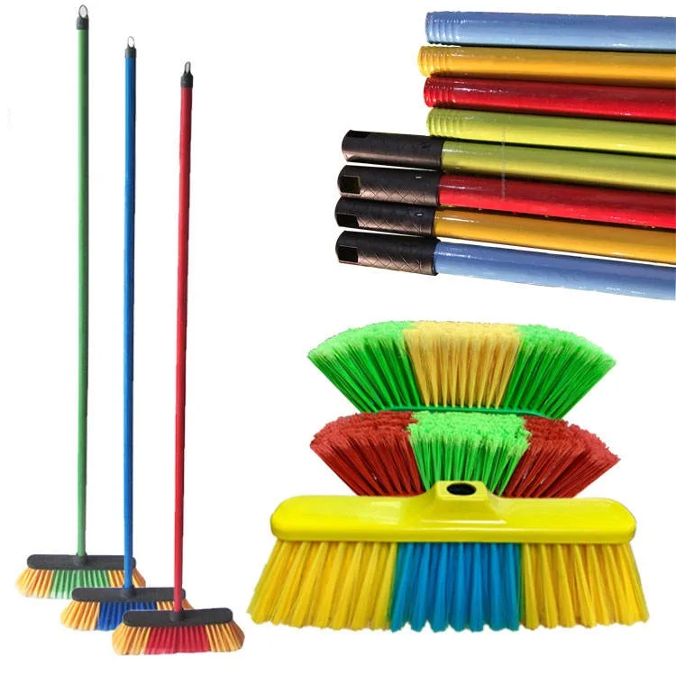 Wholesale wooden brooms manufacturers handle broom stick plastic broom and dustpan set