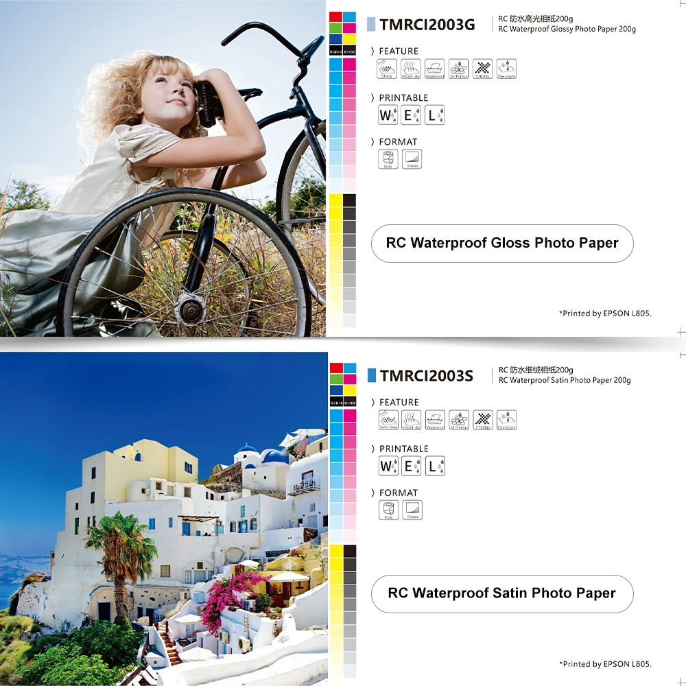 Factory price RC photo paper inkjet printing satin/glossy/pearl/silky A3 A4 waterproof photo paper