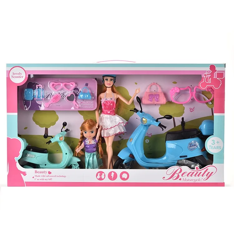 11 inch and 6 inch beauty doll set with motorcycle pvc dolls silicone for sale