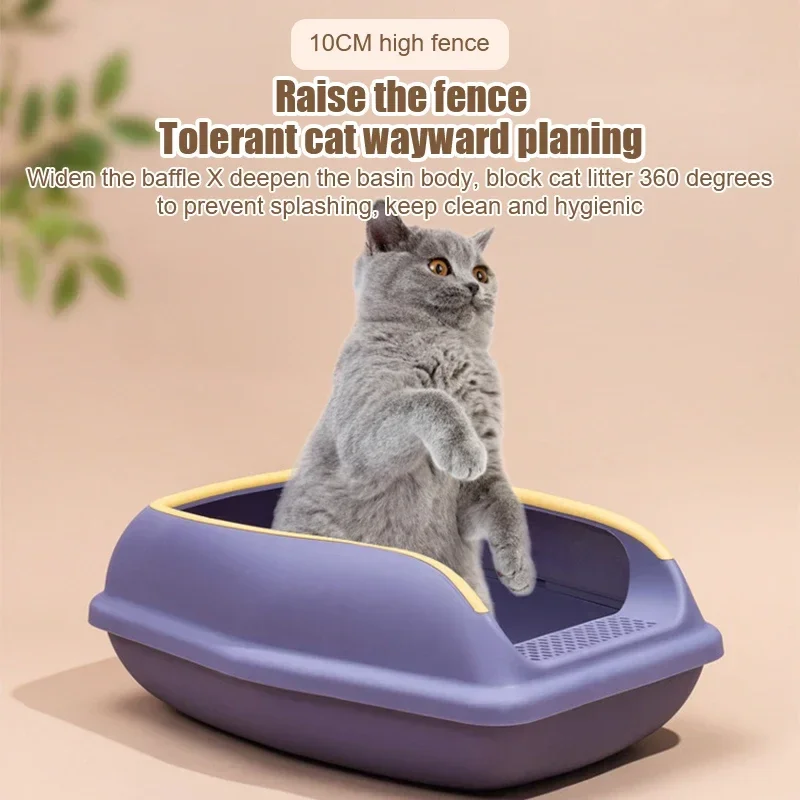 Wholesale Anti-cracking Cat Litter Box Cat Toilet  Fashion Design Durable Plastic Eco-friendly Cat Litter Box