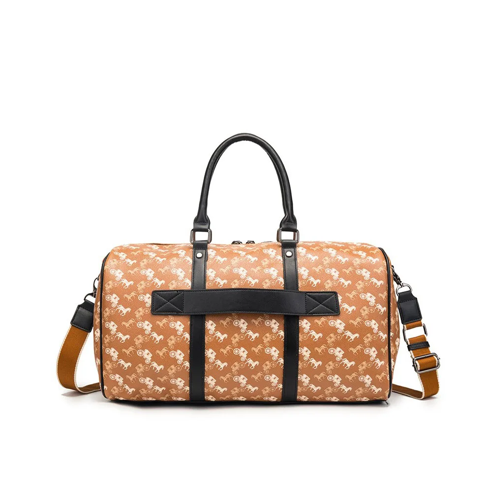 custom print overnigt holiday weekend Single Shoulder pu leather travel duffle pack weekender Bag