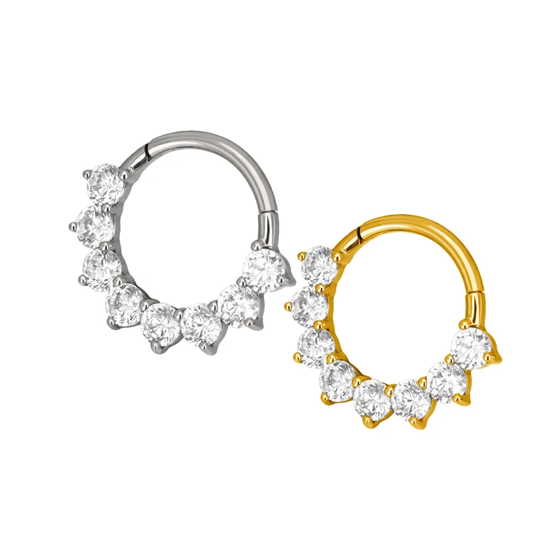 G23 Titanium 9 Marquise CZ and Round CZ Vine Hinged Segment Ring Ear Ring