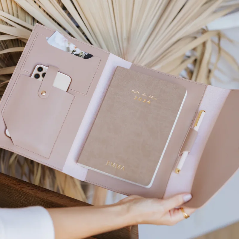 Wholesale Customized PU Leather Envelope Organizer Portfolio Multifunction Document Holder with Phone Bag File Pockets Promotion