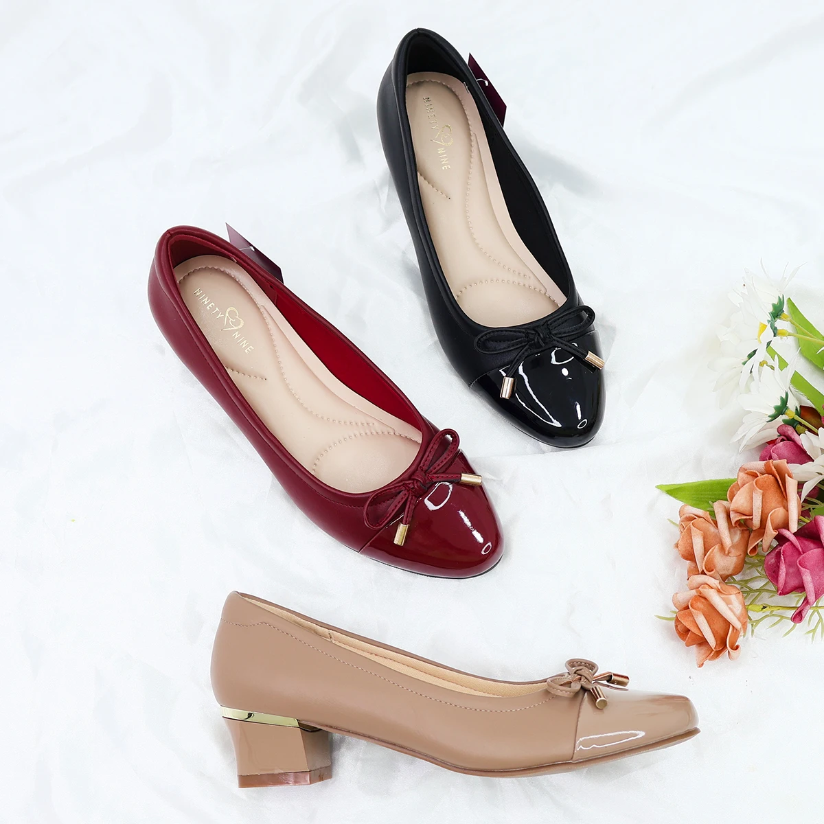 2023 OEM ODM NEW arrivals bowtie Design round Toe chaussure  footwear block Heels Ladies Dress Shoes Pumps for Women