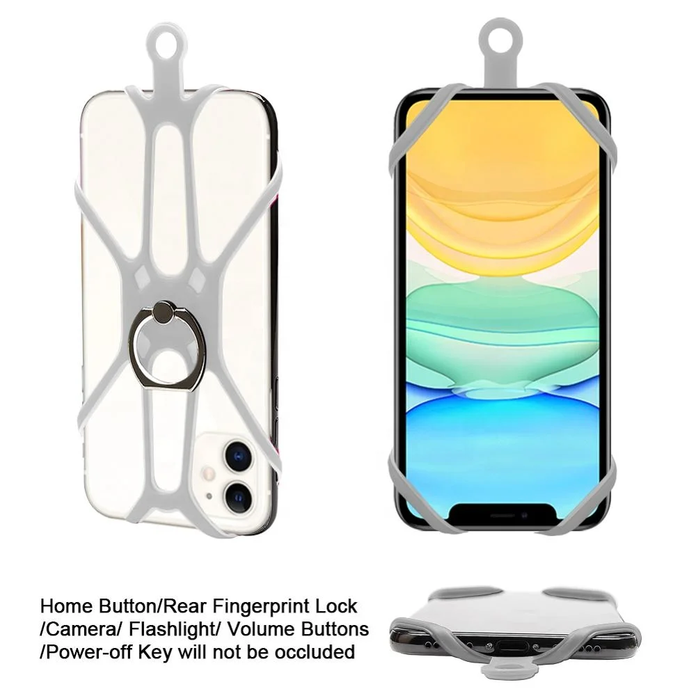 Разноцветный силиконовый резиновый держатель для телефона, ожерелье для мобильного телефона с кольцом на палец для телефона, подставки и защита