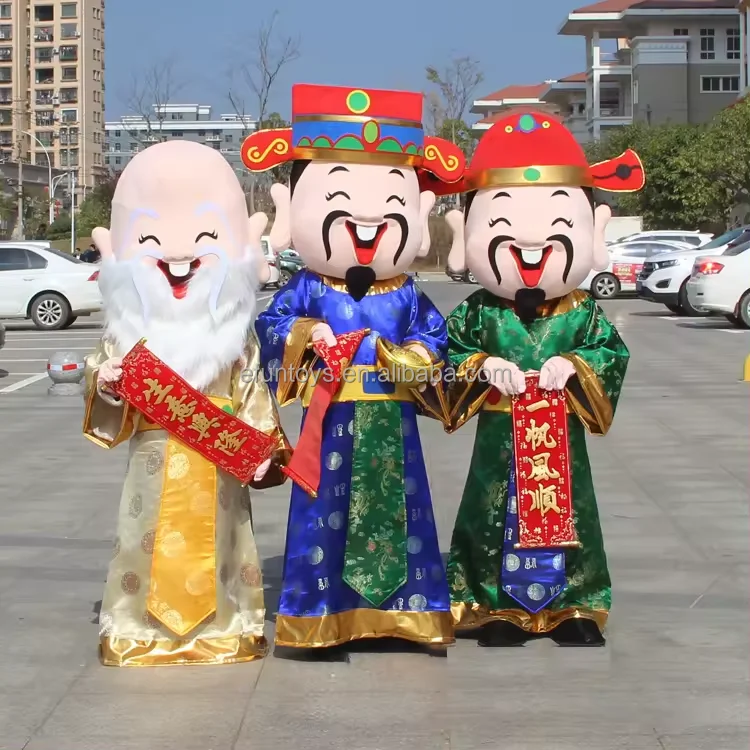 Efun 2025 chinese new year fu lu shou God of Fortune Mascot Costume adult Chinese new year God of Fortune mascot costume