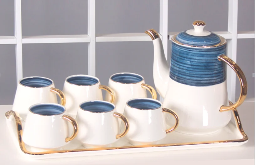 European High-End Tea Pot Set Colorful Package Tea Pots High Value Coffee & Tea Sets