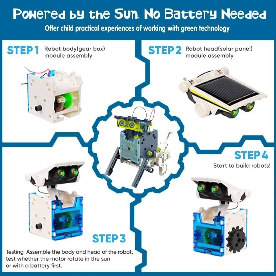 12 in 1 DIY Solar Robot Toy Science Learning Kit Space explorer Rechargeable Power STEM Educational Toys