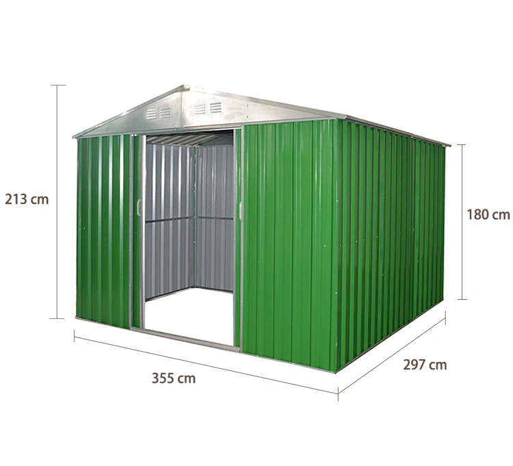 G1110-H180-S Waterproof Customized 	 11*10 ft tools storage Garden Shed Backyard Steel Metal Storage Shed