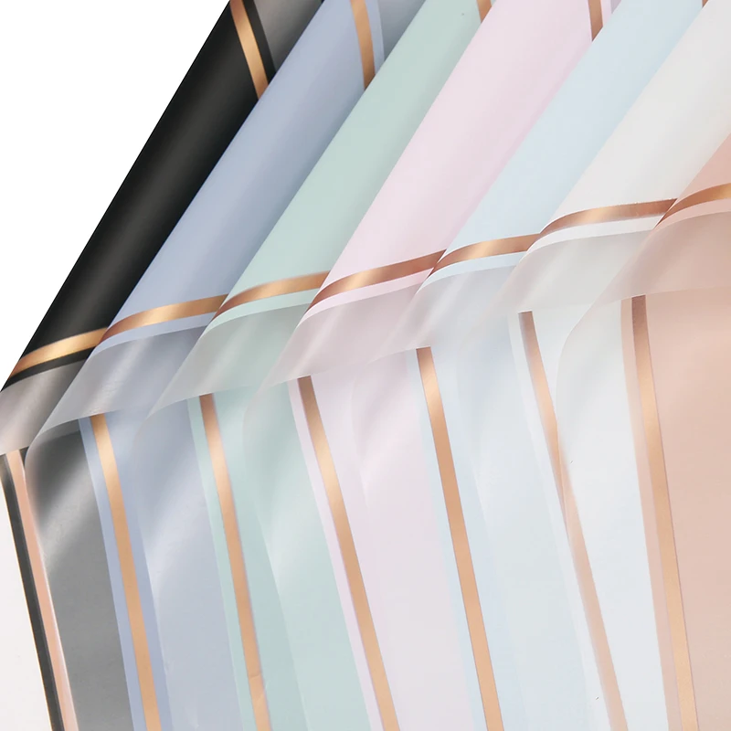 Hot Sale Printed Waterproof Gold Frame Pattern Flower Wrapping Paper