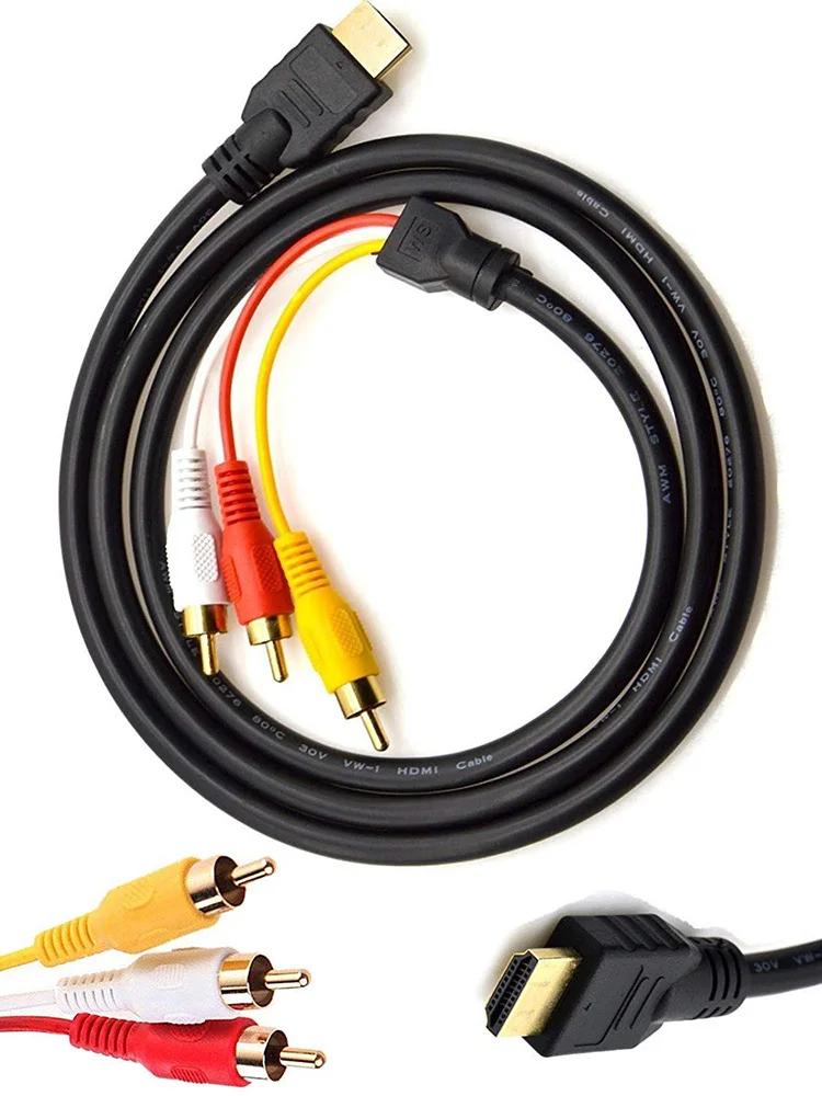 Hdmi to rca cable ,HDMI Male to 3RCA  Connector Adapter Cable Cord Transmitter (NO SIGNAL CONVERSION FUNCTION)