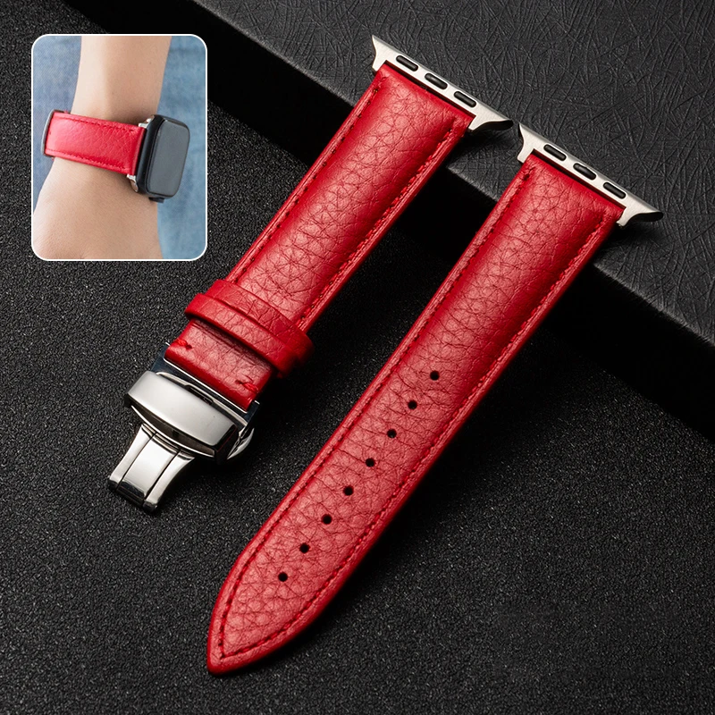 Luxurious Litchi striped bow for smart watch Strap loop series 7 for smart watch band