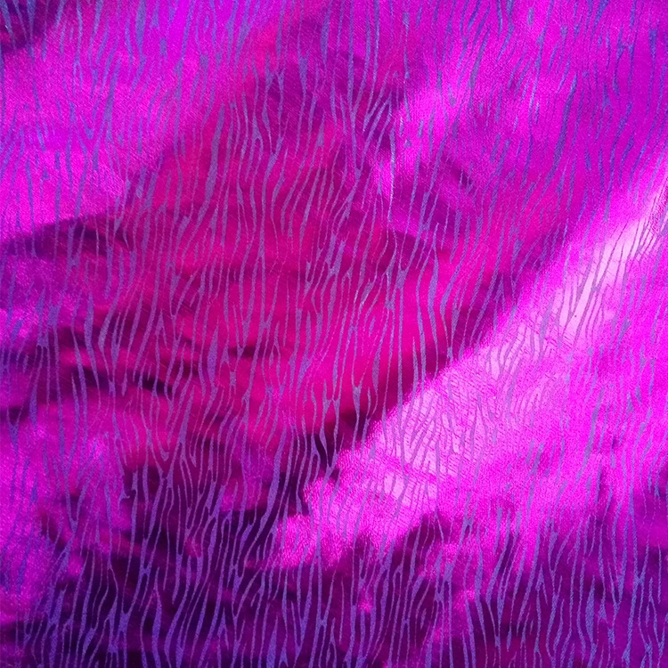 Wholesale Glitter Iridescent Foil Printing Laser Zebra Stripe Foil Coated Satin Jersey Swimming Knitting Polyester Fabric