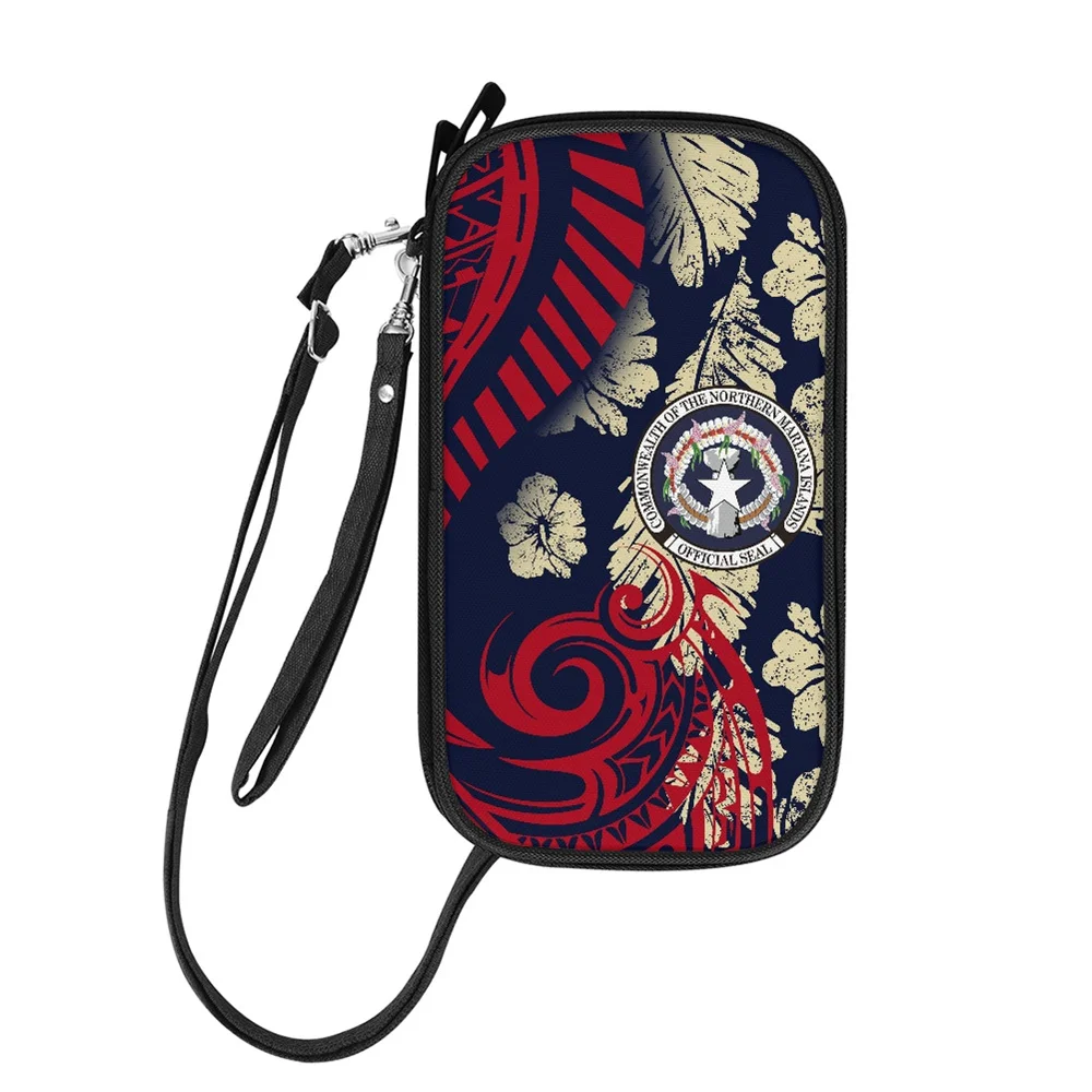Полинезийские племенные держатели для паспорта CNMI с принтом логотипа, полиэстеровый Держатель для паспорта на молнии 2022, сумки для паспорта с индивидуальным принтом для путешествий