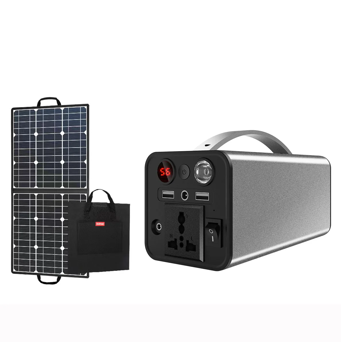 200W 220V or 110v Portable Power Station Electric Generator Silent Station with Foldable Solar Inverter Panel Solar Power Supply