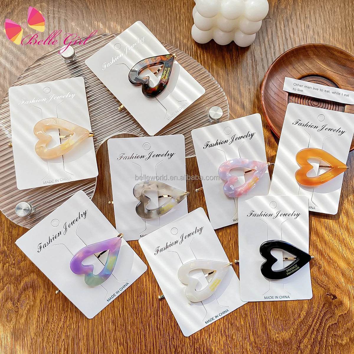 BELLEWORLD New Hot Retro Style France Handmade Heart Metal Hairclip Custom Color Graceful Metal Heart Hair Clip Buckle for Hair