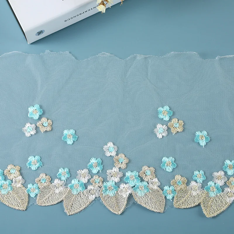 Factory Sale 18cm Wide Polyester Lace Trim Knitted Embroidery Sewing Craft for Doll Garment Wedding Dress Dye-Nonwoven Material