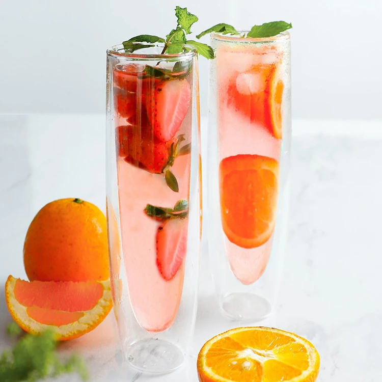 High Quality  Transparent glassware high borosilicate double wall bullet shot glass