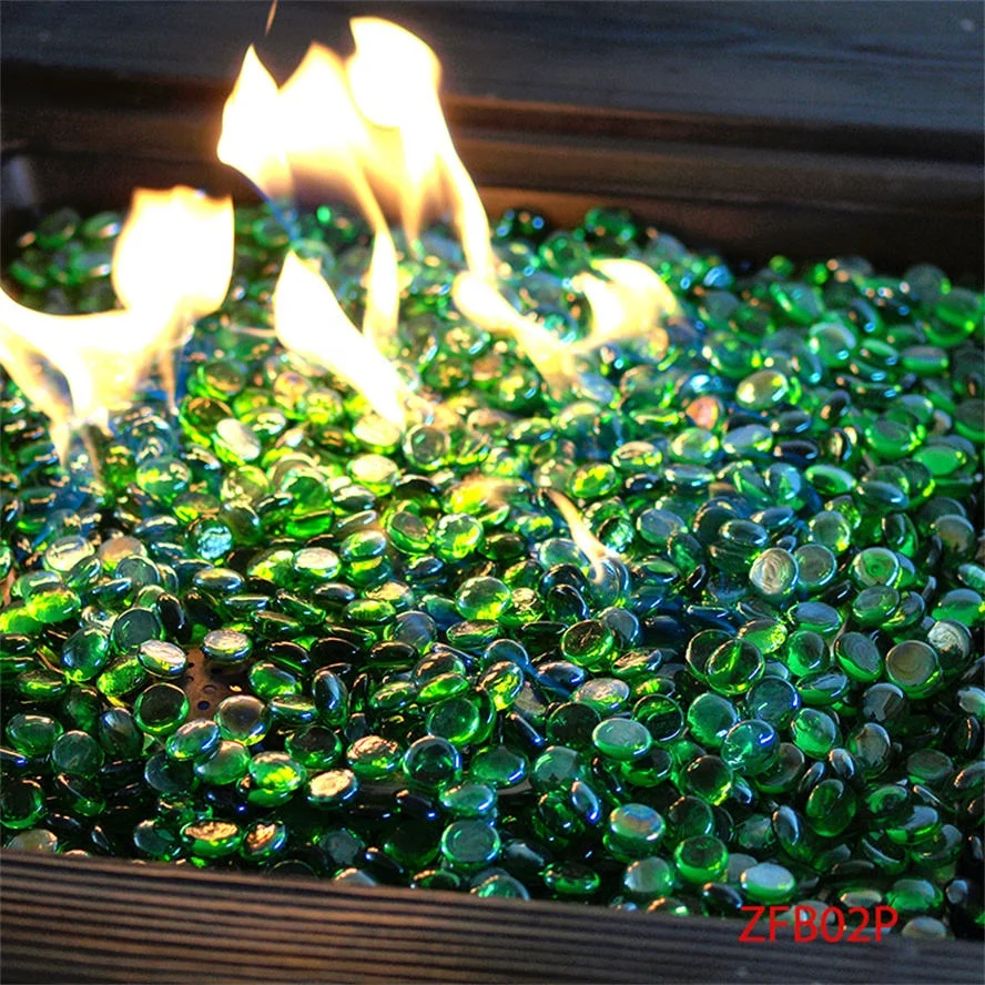 Factory High quality wholesale 1/2' aqua blue pits decorative fire glass beads 17-19mm glass beads