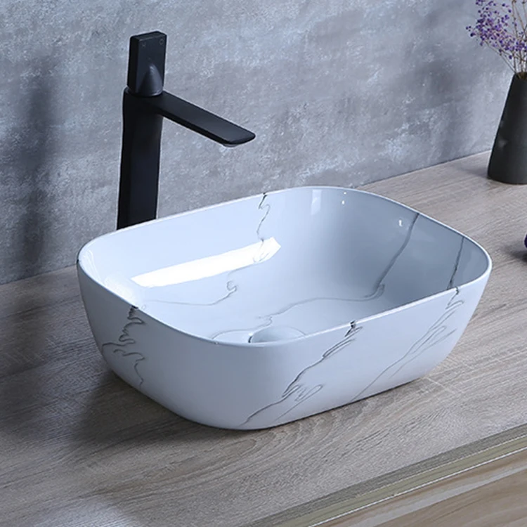 high quality countertop mounted lavabo bathroom wash hand basin modern marble ceramic sink