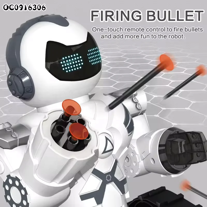 2.4G 10CH Newest Smart Remote Control Tracking Tank Interactive RC Shooting Toy Robots With Light