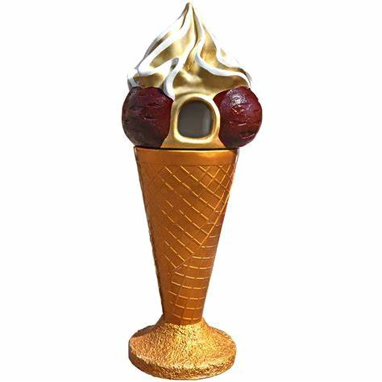 FRP Material Garbage Can Dust Bin Fiberglass Ice Cream Shape Trash Can