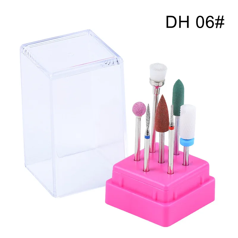 7PCS Diamond Ceramic Nail Drill Bits 3/32 inches Acrylic Box Milling Cutter drill Machine Electric Nail Files Manicure
